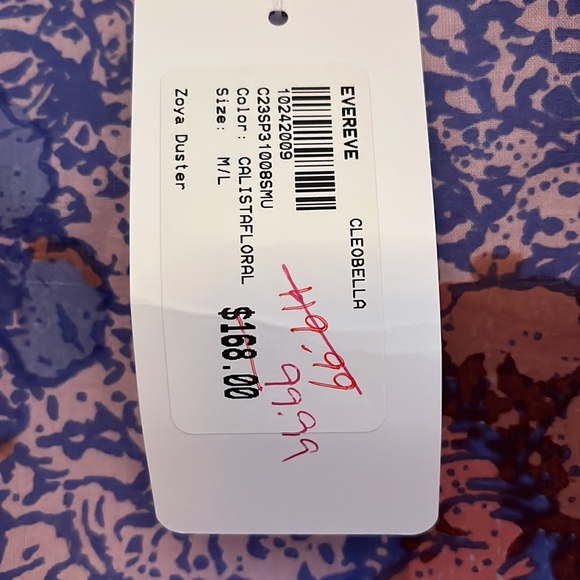 Cleobella NWT M/L Zoya Duster floral open front rope organic cotton - Picture 4 of 6